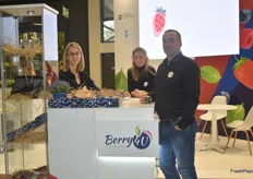 Dejan Srtajic (right) is the owner of Berry4U, posing here with his team. Berry4U is a berry exporter from Serbia. It was their first time exhibiting at Fruit Logistica. They export all kinds of berries to Holland, Germany, the UK, Dubai and Russia. They stated they'll definitely be back for next year's Fruit Logistica.